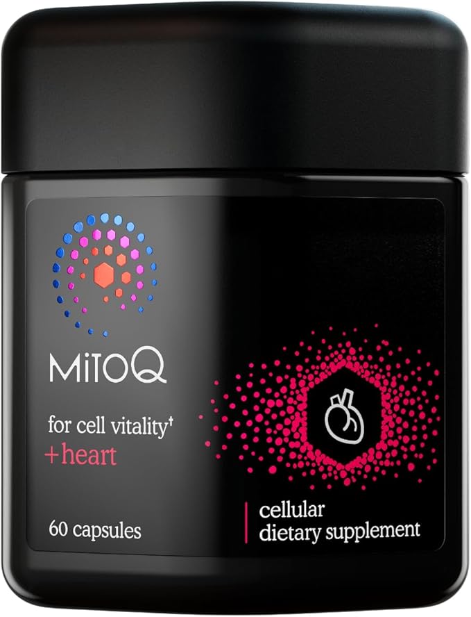 MitoQ +Heart Premium CoQ10 Antioxidant - Contains Mitoquinol Mesylate Magnesium L-Carnitine &amp Vitamin D3 - Supports Cardiovascular and Circulatory Health &amp Cell Vitality (60 Capsules)