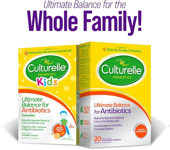 Culturelle Probiotics Ultimate Balance Probiotic with Antibiotics-Probiotic Capsules Help Restore Good Bacteria Lost During Antibiotic Use &amp Contribute to A Healthy Immune System20Count(Pack of 2