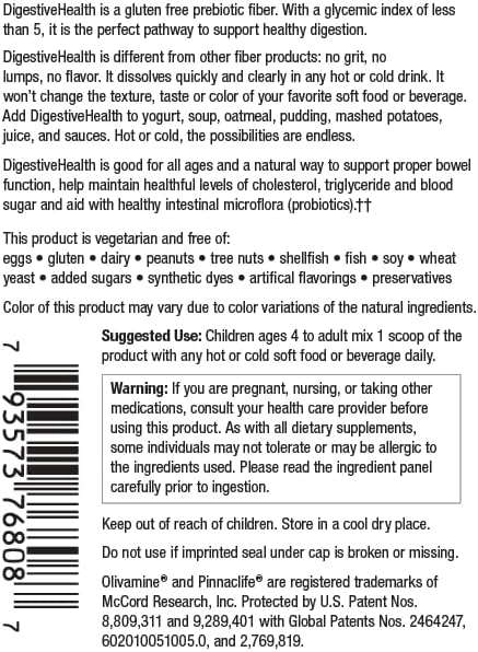 DigestiveHealth Prebiotic Fiber Boost Supplement 11.7g | Gut &amp Digestive System Health | Ease Gas Constipation and Bloating | Olivamine Keto Non-GMO
