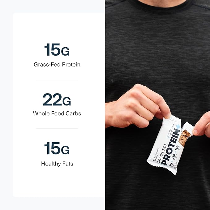 Transparent Labs Protein+ Bars - Whole-Food Protein Bars w/ 15g+ Grass-Fed Whey &amp Egg Whites Protein Natural Peanut &amp Almond Butter No Artificial Sweeteners - Oatmeal Chocolate Chip 12 Bars