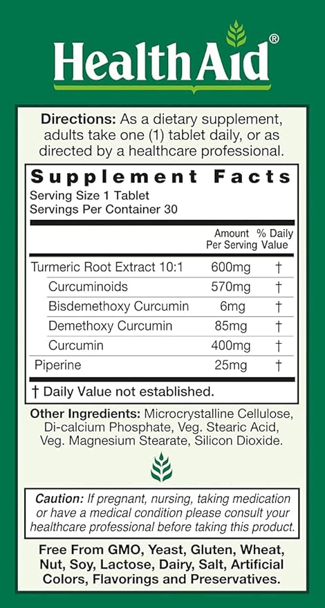 Curcumin Complex 600 mg 30‑Count | Turmeric Extract with Bioperine for Enhanced Absorption 95% Curcuminoids | Vegan Daily Joint &amp Immune Support Supplement