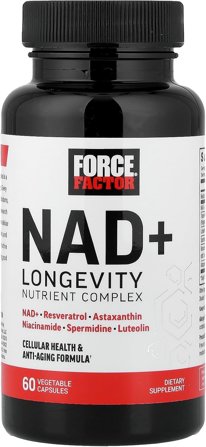 FORCE FACTOR NAD+ (NMN or Nicotinamide Riboside Alternative) with Resveratrol Astaxanthin Spermidine &amp Luteolin Complex NAD to Support Cellular Health &amp Healthy Aging 60 Capsules