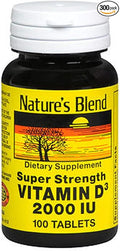Nature's Blend Vitamin D3 2000 IU Super Strength - 100 Tablets Pack of 3