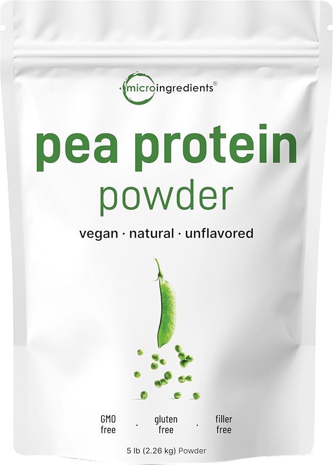 Micro Ingredients North American Grown Pea Protein Powder 5 Pounds | Plant Based Unflavored | Complete Vegan Protein Source with BCAAs &amp EAAs – 27g Serving | Non-GMO Keto Friendly