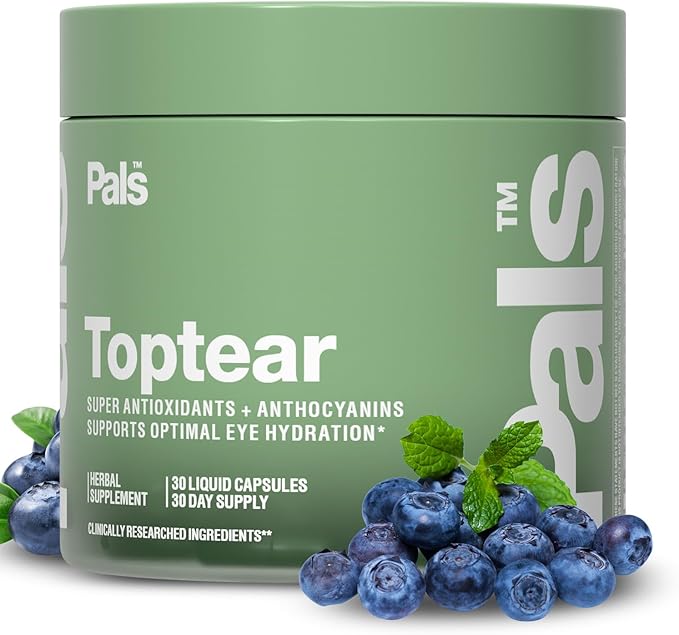 Dry Eye Relief Supplements for Adults with Pure Bilberry Extract Toptear Ultimate Eye Vitamins for Eyesight Dryness Relief Strain Optical Nerve &amp Vision Care Support Vegan Capsules (30 Days) P