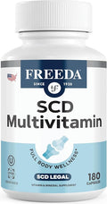 FREEDA SCD Multivitamin – Daily Multivitamin Supplement for Men &amp Women – Vegan Gluten-Free SCD Legal – Kosher Certified Adult Vitamins – Specific Carbohydrate Diet Friendly – 180 Capsules