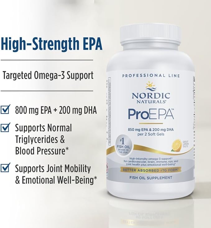 Nordic Naturals ProEPA Lemon - 180 Soft Gels - 1210 mg Omega-3 - High-Intensity EPA Formula for Healthy Mood Heart Health &amp Cellular Function - Non-GMO - 90 Servings