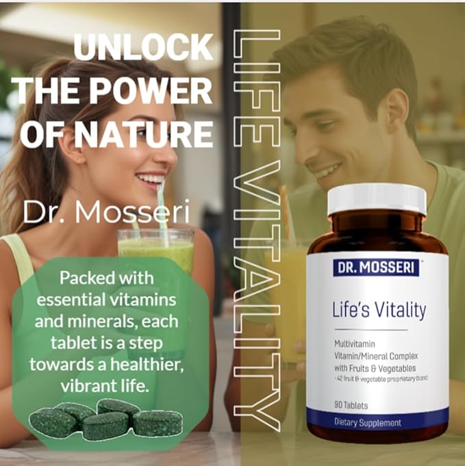 Life's Vitality Vegan Multivitamin for Men &amp Women – Non-GMO Formula with 42 Fruits and Vegetables Daily Multivitamin and Mineral Complex with Vitamin D for Immune Support 90 Tablets