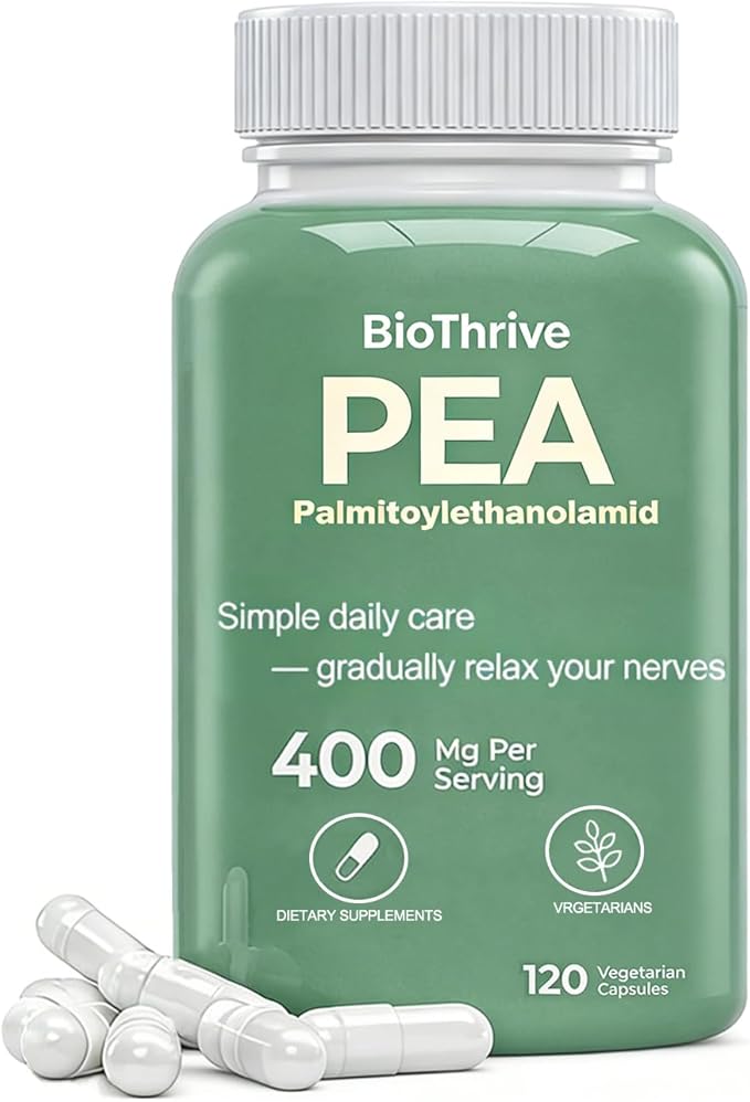 BioThrive Palmitoylethanolamide Pea Supplement - Supports Neurological Health and Body Relaxation - Non-GMO Vegan-Friendly - 120 Vegan Capsules