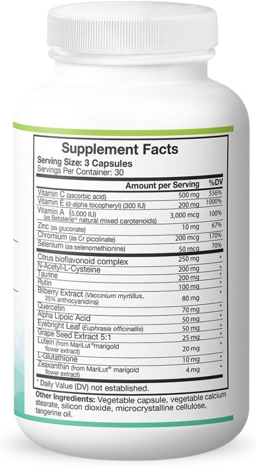 OcuComp - Comprehensive Vision Support Supplement - Promotes Vision Eye &amp Macular Health - with Vitamins Minerals &amp Antioxidants Including Quercetin Lutein &amp Zeaxanthin - 90 Capsules
