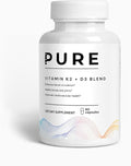 PURE LIFE Vitamin K2 D3 Supplement – 60 Capsules – Pure Vitamin D3 + K2 with Calcium &amp BioPerine – Supports Bone and Joints Improved Cardiovascular Health – Best D3 and K2 Supplement – USA Made