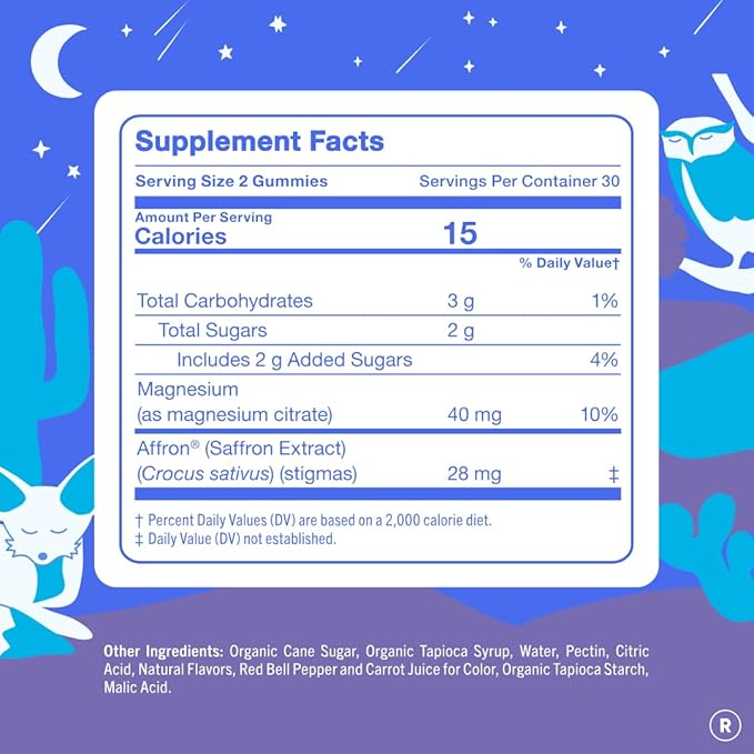 First Day Teens’ Nighttime Reset Calming Magnesium Gummies – Sleep Aid Supports Peaceful Rest Balanced Mood &amp Energy – Supplement with Magnesium Citrate Affron &amp No Melatonin – 60-Day Supply