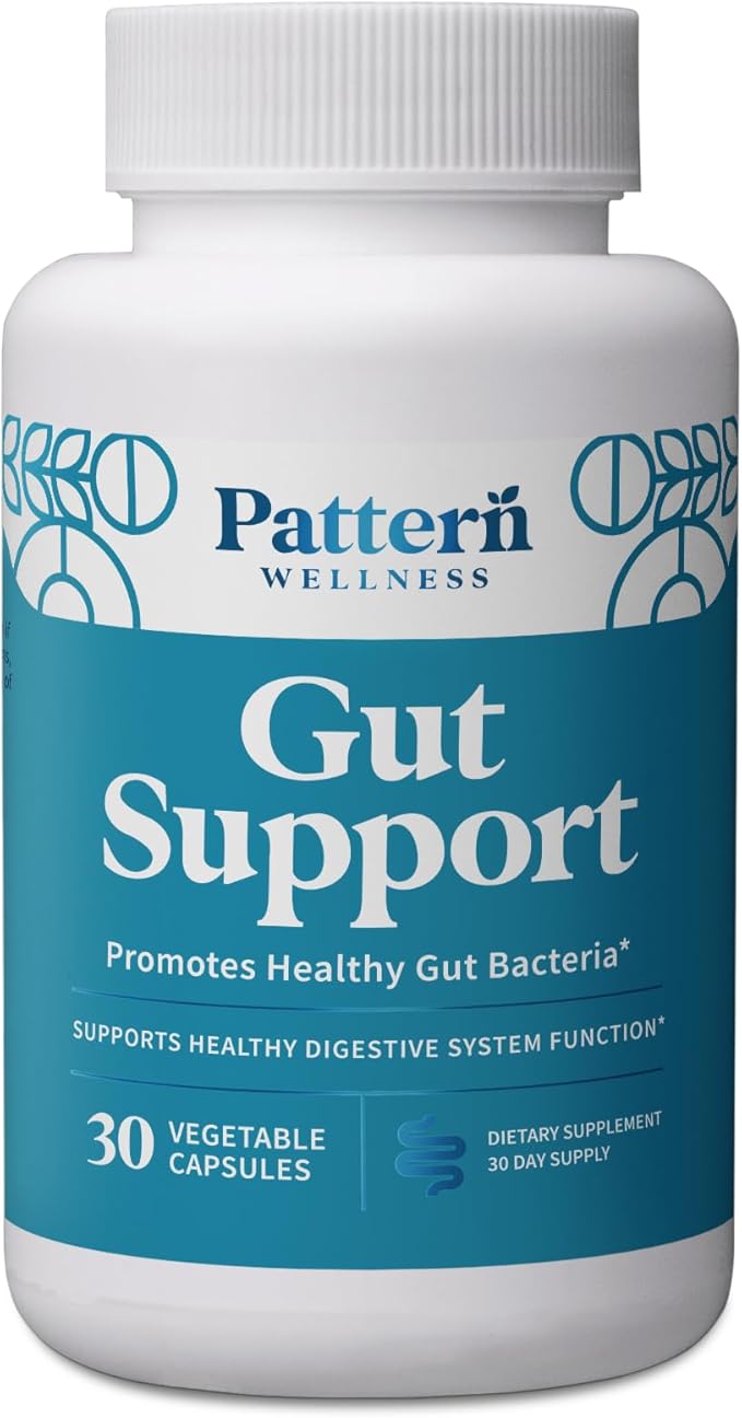 Pattern Wellness Gut Support Supplement - Digestive Support - Probiotic + Prebiotic Blend - Vegan Non-GMO - 3rd Party Lab Tested - 30 Capsules