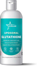 Stellar Liposomal Glutathione Liquid – Premium Absorption Antioxidant for Detox Immune Support &amp Cellular Health – Non-GMO Gluten-Free Third-Party Tested – 4 fl oz (120 mL)