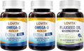 LOVITA Marine &amp Plant Omega Bundle - 2 Fish Oil Bottles &amp 1 Vegan Flaxseed Oil (180ct) High Potency EPA DHA &amp ALA (3-Pack Set)