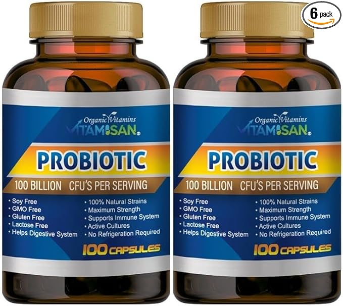 Probiotic Supplement 2 Pack100 Billion CFUs 200 Capsules.