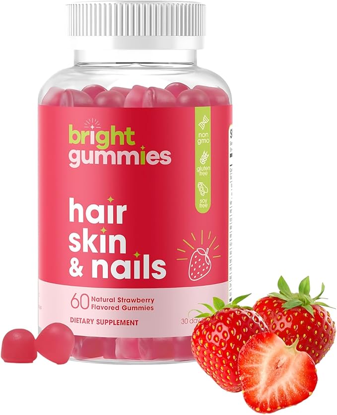 Hair Growth Gummies with Biotin 5000mcg + Vitamins C E &amp Zinc - Helps Prevent Hair Thinning &amp Loss - Stronger Hair Skin &amp Nails - Vegan Non-GMO - 60 Strawberry Gummies for Women &amp M