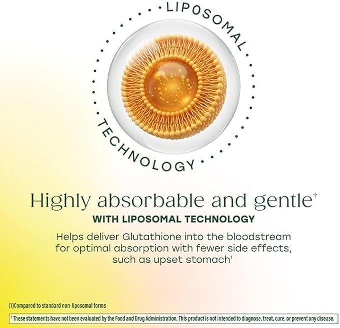 MegaFood High Absorption Liposomal Glutathione Supplement - Liver Detox &amp Powerful Antioxidant Support for Immune Skin Brain and Cellular Health - Gluten Free Vegan - 60 Capsules 30 Servings