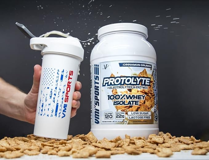 VMI Sports | ProtoLyte Whey Isolate Protein Powder | Low Calorie Whey for Weight Loss and Muscle Gain | Digestive Enzymes | Non-GMO (1.6 lb Cinnamon Crunch)