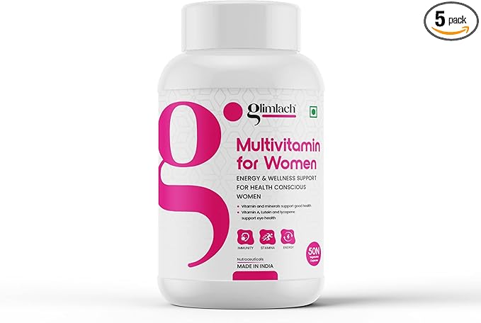 GLIMLACH Multivitamin for Women 250 Tablets Vitamin B12 Folic Acid Biotin Zinc Copper Manganese Selenium Magnesium Potassium Calcium Phosphorus (Pack of 5 50 Tablet Each Jar)