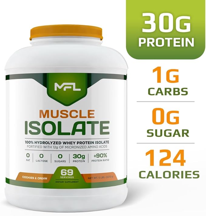 MFL 100% Pure Isolate Protein 5 lbs l 30g of Protein l 12g Amino Acids l Keto Friendly l Low Carbs | 69 Servings