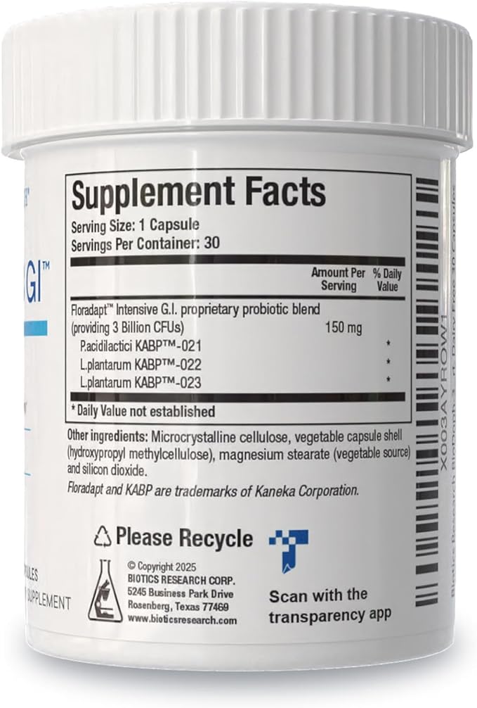 BIOTICS RESEARCH BioDoph-3 GI Targeted Intensive GI Probiotic Capsules Clinically Validated Multi-Species Formula Gut Health Immune Support Dairy Free 30 Capsules