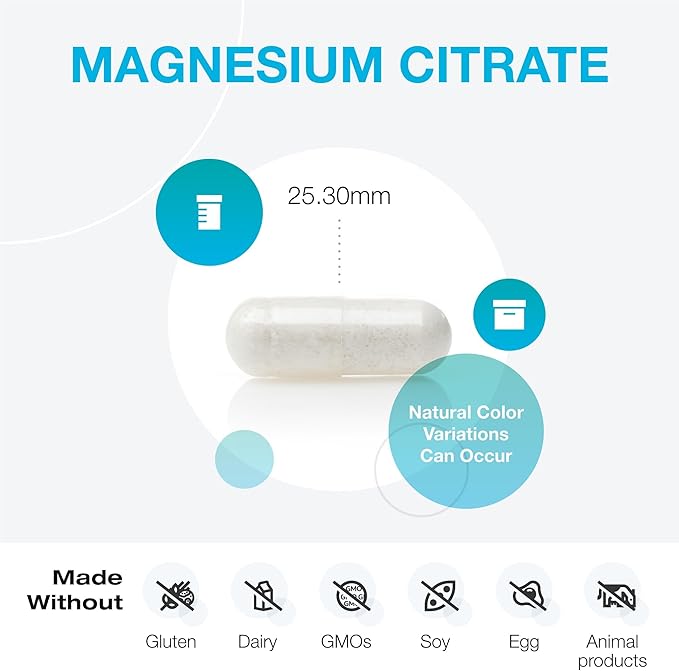 XYMOGEN Magnesium Citrate Capsules - Vegan Magnesium Supplement for Women + Men - Regularity Muscle Bone + Heart Health Supplements (120 Capsules)