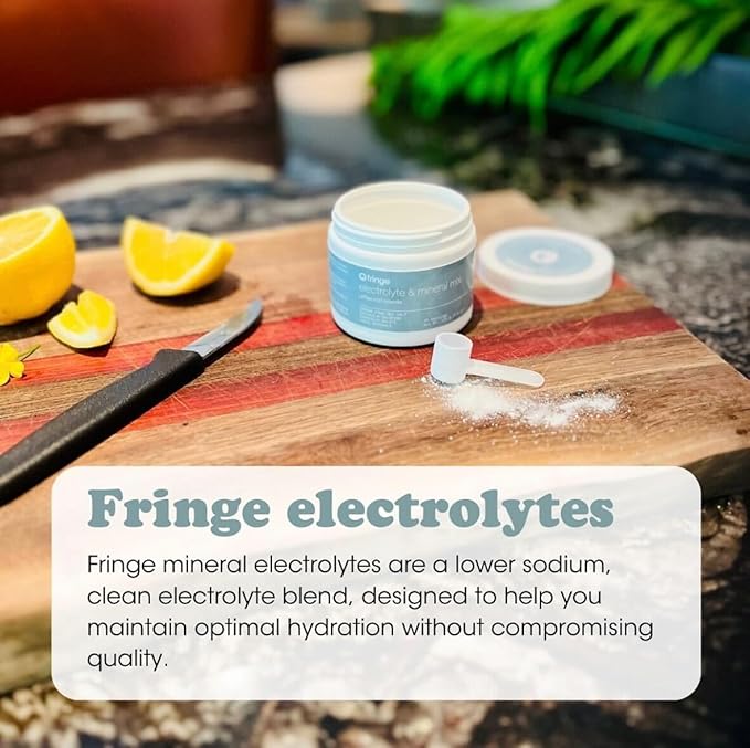 Fringe Electrolyte and Mineral Mix Pure Ocean Sea Salt for Rehydration Potassium Chloride Magnesium Malate for Muscle Tension Calcium and Trace Minerals for Essentials Unflavored 45 Servings