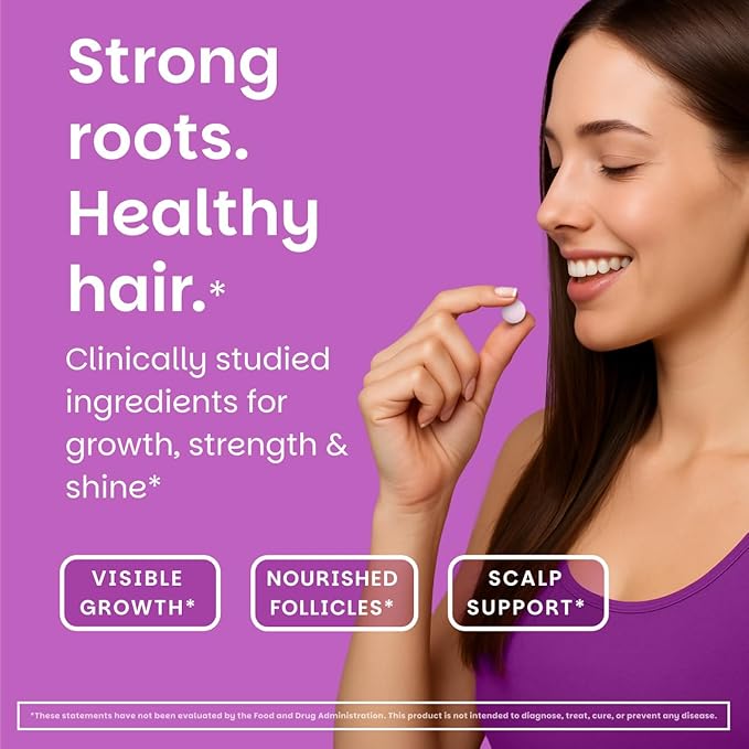 EZ Melts Hair Health Complete - Hair Supplement to Support Strength &amp Growth - Includes AnaGain Nu Biotin Apigenin Bambo Silica &amp More - 120 Sublingual Tablets (60 Servings)