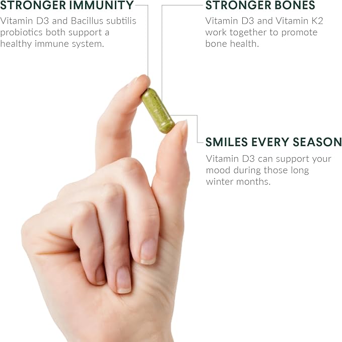 Nutritional Roots - Vitamin D3 &amp K2-5000 iu - 1 Billion CFU Probiotics - Algal Omega 3 DHA - Immune Support - Dietary Supplement - Vegan Formula - 1 Month Supply - 30 Capsules