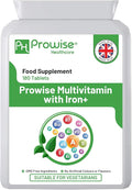 Multivitamin &amp Iron 180 Tablets (6 Months Dose) Immune Support - One A Day Multi-Vitamin Supplement – UK Manufactured | GMP Standards by Prowise Healthcare - Suitable for Vegetarians