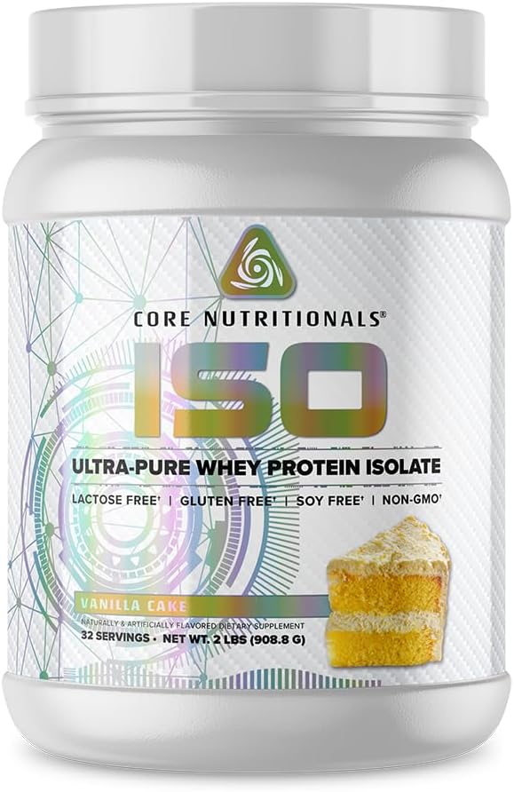 Core Nutritionals ISO Whey Protein Isolate | High-Purity Protein from Whey Isolate | Lean Muscle &amp Recovery Support | 32 Servings (Vanilla Cake)