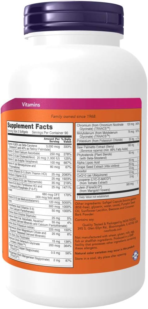 NOW Foods AdamTM Men's Multiple Vitamin -Softgels180 Count (Pack of 1)