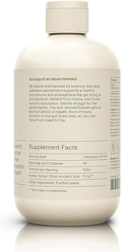 ION* Intelligence of Nature Gut Support Liquid Supplement - Gut &amp Digestive Health Liquid Drops Cleanse &amp Detox with Humic Extract for Women &amp Men Adults &amp Kids 4+ - 16 fl oz (Pack o