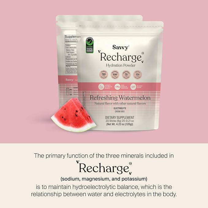 SAVVY Bone Broth Power Chocolate Protein Powder 23g Protein 12g Collagen &amp Recharge Electrolyte Powder Sugar Free Conscious Hydration Drink with Sodium Magnesium Potassium Glycine Watermelo