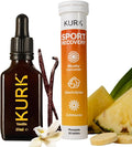 Kurk High Strength Liquid Curcumin Oil from Turmeric (Vanilla 1 Fl Oz) Sport Electrolyte Tablets (Pineapple 20 Effervescent Tabs) Bundle