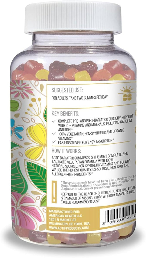 ACTIF Organic Bariatric Gummies with 25+ Organic Vitamins and Minerals for Bariatric Surgery Advanced Formula – Non GMO 90 Count