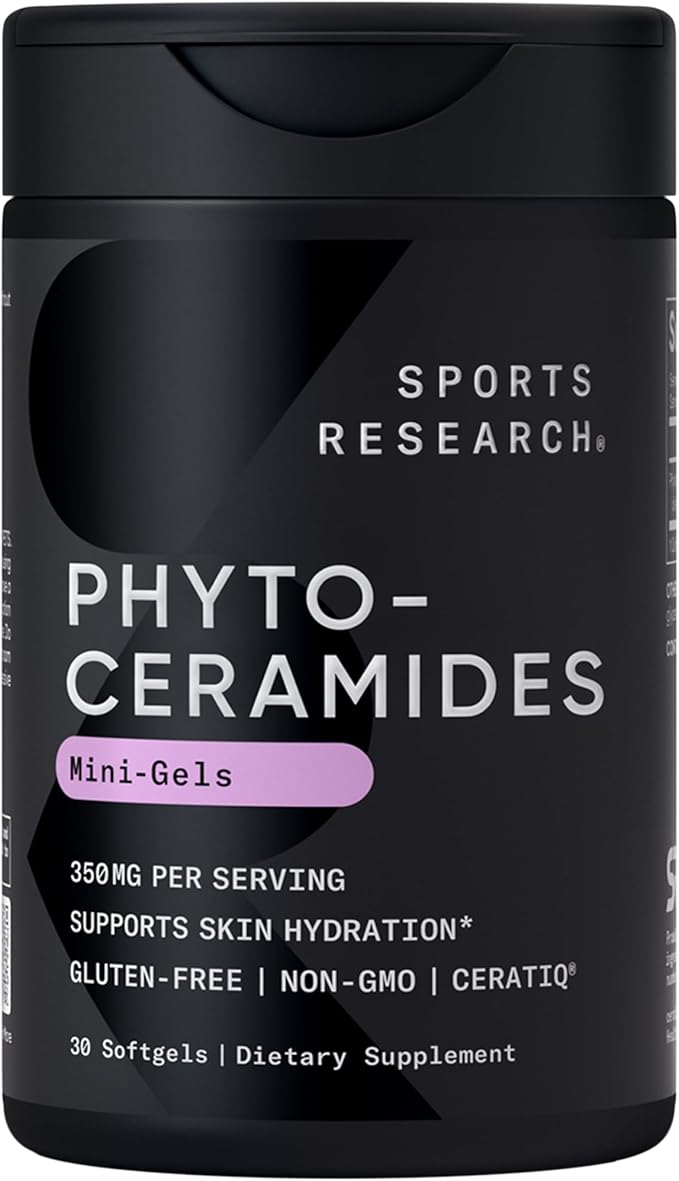 Sports Research Skin Health Bundle - Vitamin D3 K2 with Coconut Oil Vegan Biotin 10000mcg with Coconut Oil &amp Phytoceramides 350mg per Softgel Plant Derived Ceramides for Healthy Skin and Hydrati