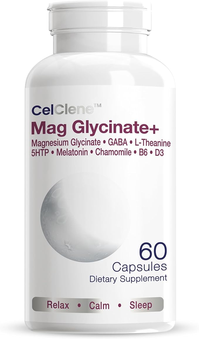 Magnesium Glycinate+ Supports Stress Relief Sleep Heart Health Nerves Muscles and Metabolism with Magnesium Glycinate GABA L-Theanine 5-HTP Melatonin Vitamin B6 and Vitamin D3