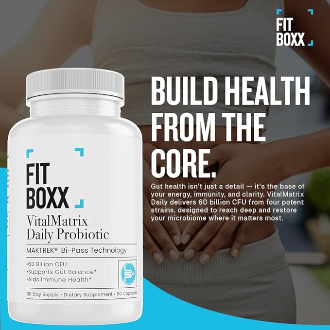 VitalMatrix Daily Probiotic | 60 Billion CFU | Digestive Immune &amp Women’s Microbiome Support | Advanced Delivery | 30 Day Supply