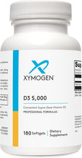 XYMOGEN D3 5000 - Bioavailable Vitamin D3 5000 IU (125 mcg) - High Strength Vitamin D Supplement for Immune Bone &amp Heart Health Support - 180 Softgels