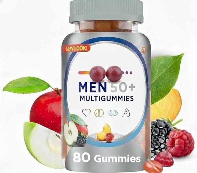 Multigummies Supplements for Men Gummy Vitamins for Man 50 Plus Multivitamin with Vitamin D B6 &amp B12 Vitamins and Supplements Assorted Fruit Flavor 80 Count Gummies (Men 50+ 80ct)