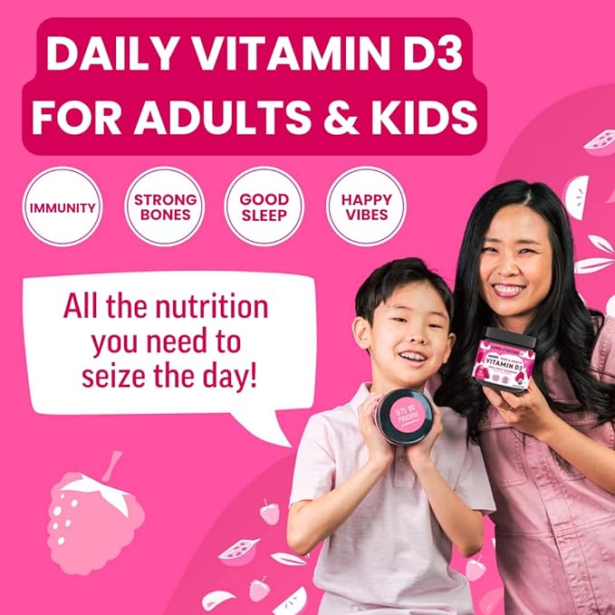 Llama Naturals Vitamin D3 K2 Gummies for Adults and Kids Vegan Organic Vitamin D Gummies Real Fruit Gummy Vitamins No Added Sugar Cane Raspberry 120 Ct
