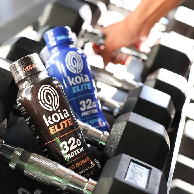 Koia Elite Plant Based Protein Shake Vanilla 32g Protein 4g Sugar 6g Prebiotic Fiber Pre &amp Post Workout Nutritional Drink No Seed Oils Dairy-Free Gluten-Free Non-GMO 12 Fl Oz (Pack of 12