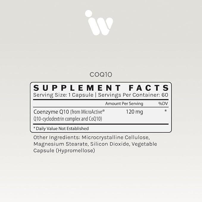 InfiniWell CoQ10 Supplement - MicroActive 24-Hour Sustained Release Coenzyme Q10 - High Absorption Nutritional Formula for Heart Brain and Energy Support (60 Capsules)