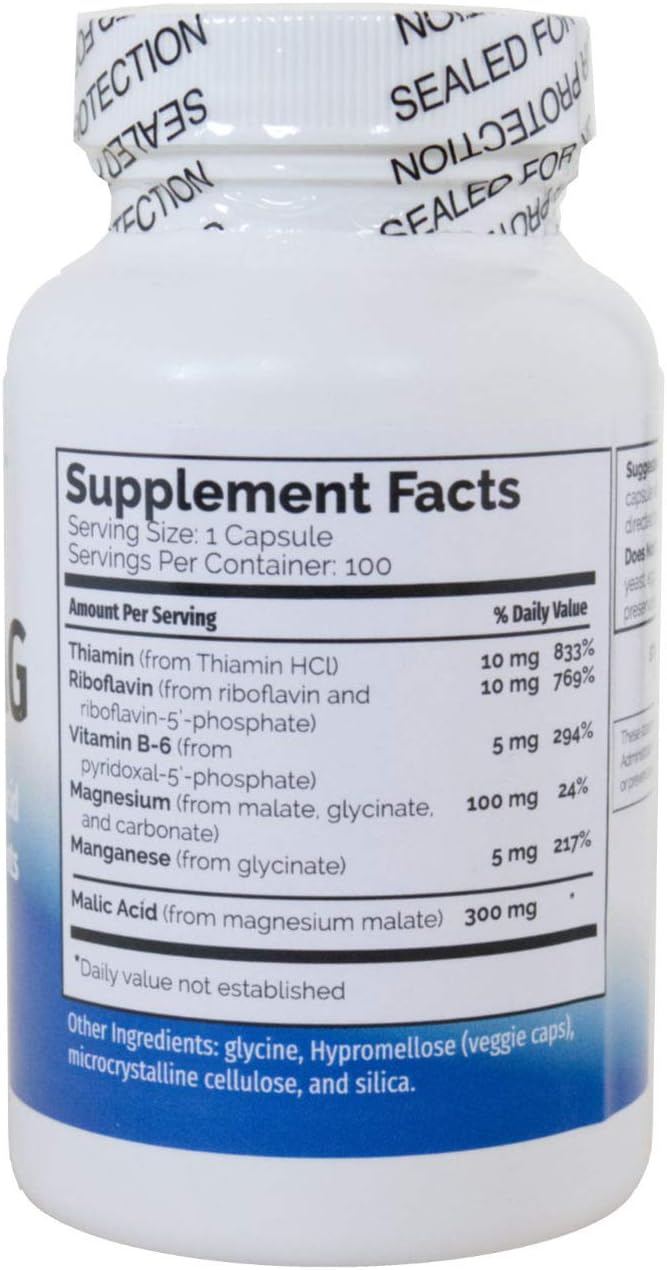 MYO-MAG – Magnesium Energy Enhancer (100 caps) – Synergistic Magnesium and Malic Acid Formula with Coenzyme B Vitamins (B1 B2 B6) – Supports Energy Production Metabolism Muscles Enzyme Systems