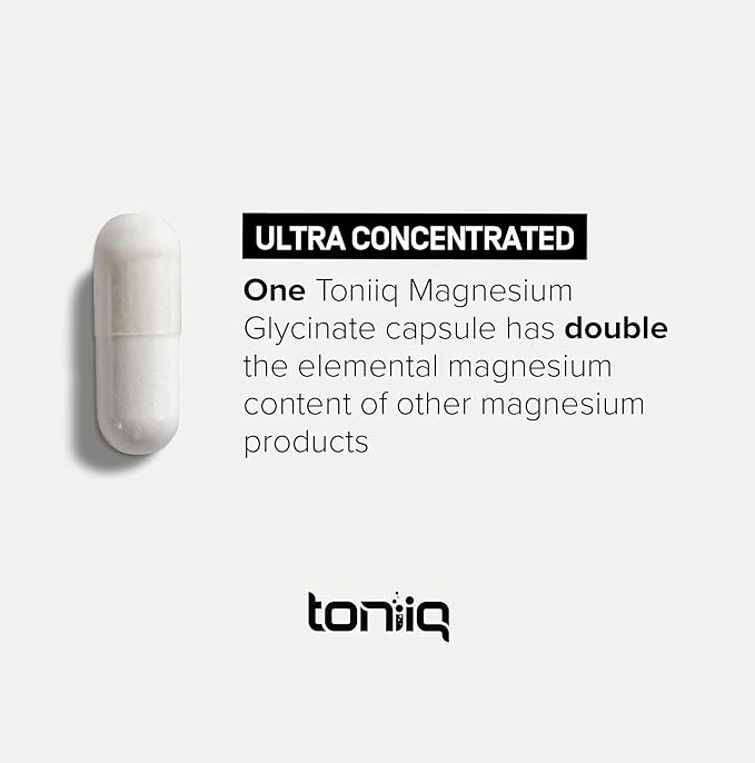 Toniiq 3000mg Ultra High Strength Magnesium Glycinate - 20% Purified to Contain 600mg of Elemental Magnesium - Chelated and Bioavailable Magnesium Supplement - 240 Veggie Capsules