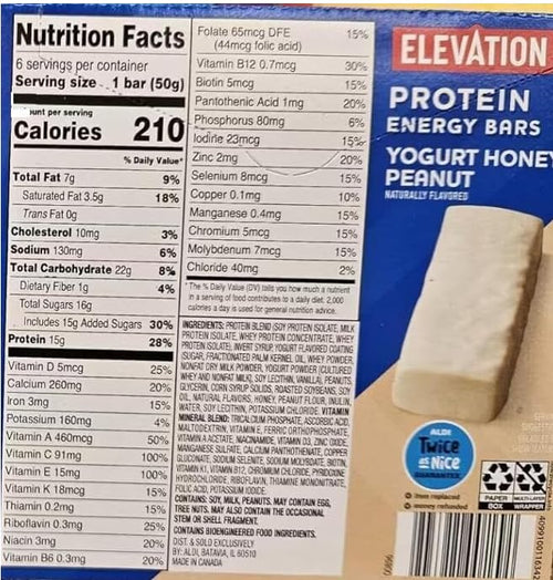6-PACK Gluten Free Healthy Nutricious Protein Energy Bars Yogurt Honey Peanut 10.58oz 300g x 6 Boxes (36 Bars in Total) 22 Vitamins and Minerals - High Protein - Energy Bar - Convenient on the go pa