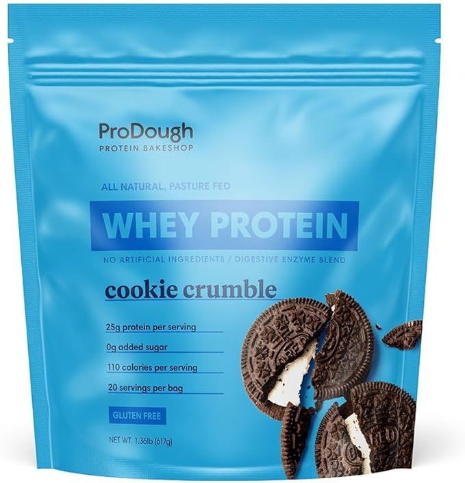 ProDough Gourmet Whey Isolate Hydrolized Protein Powder for Shake Mix- Easy Digest Enzyme Blend 25g Protein per Serving Natural Ingredients Gluten Free Keto Friendly (Cookie Crumble)