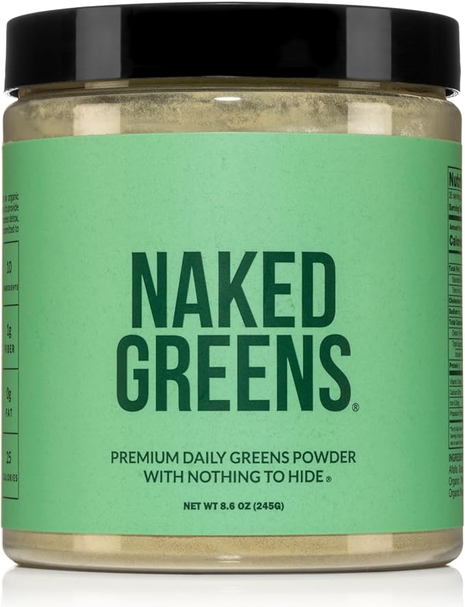 NAKED Super Greens Powder Organic Greens Supplement - Only 10 Premium Ingredients - Vegan Non-GMO Prebiotic and Probiotic - 35 Servings
